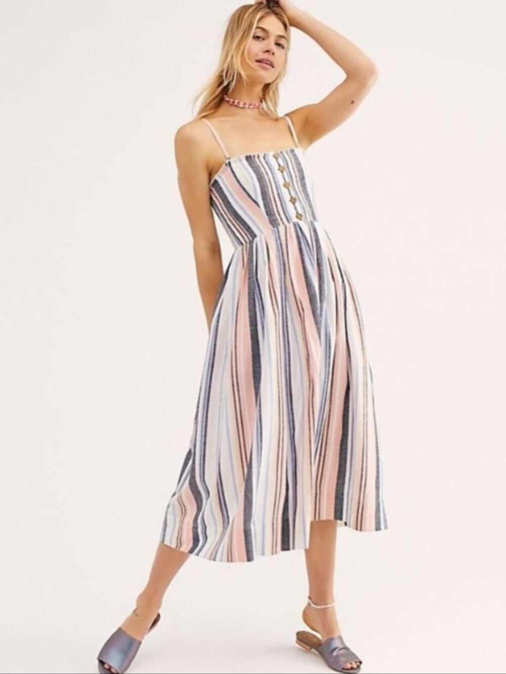 NWT Free People Lilah Stripe Feminie Boho Style Cotton Summer Dress Taylor Swift